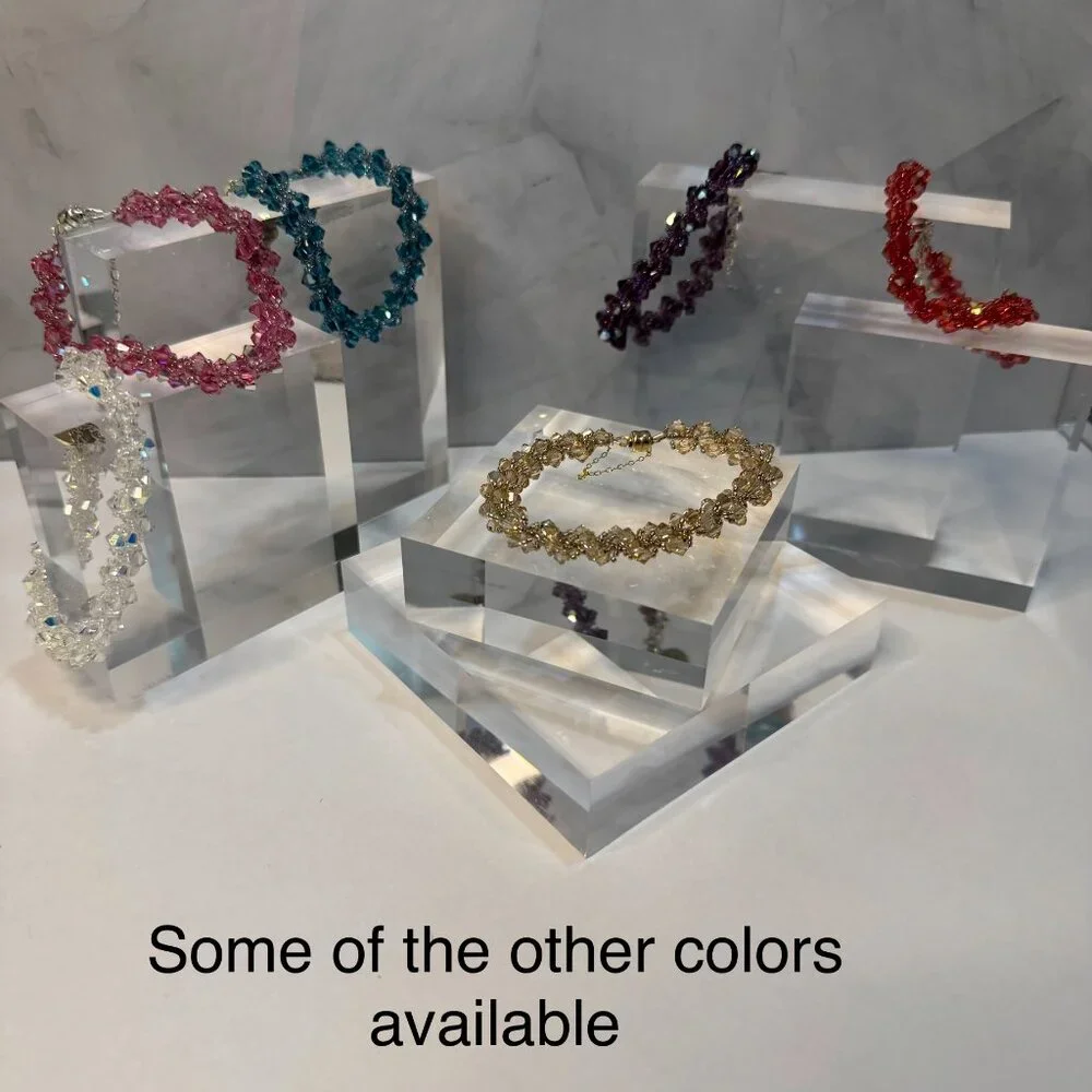 NWT Handmade Spiral Bracelet With Swarovski Crystals Magnetic Clasp (Rose AB)